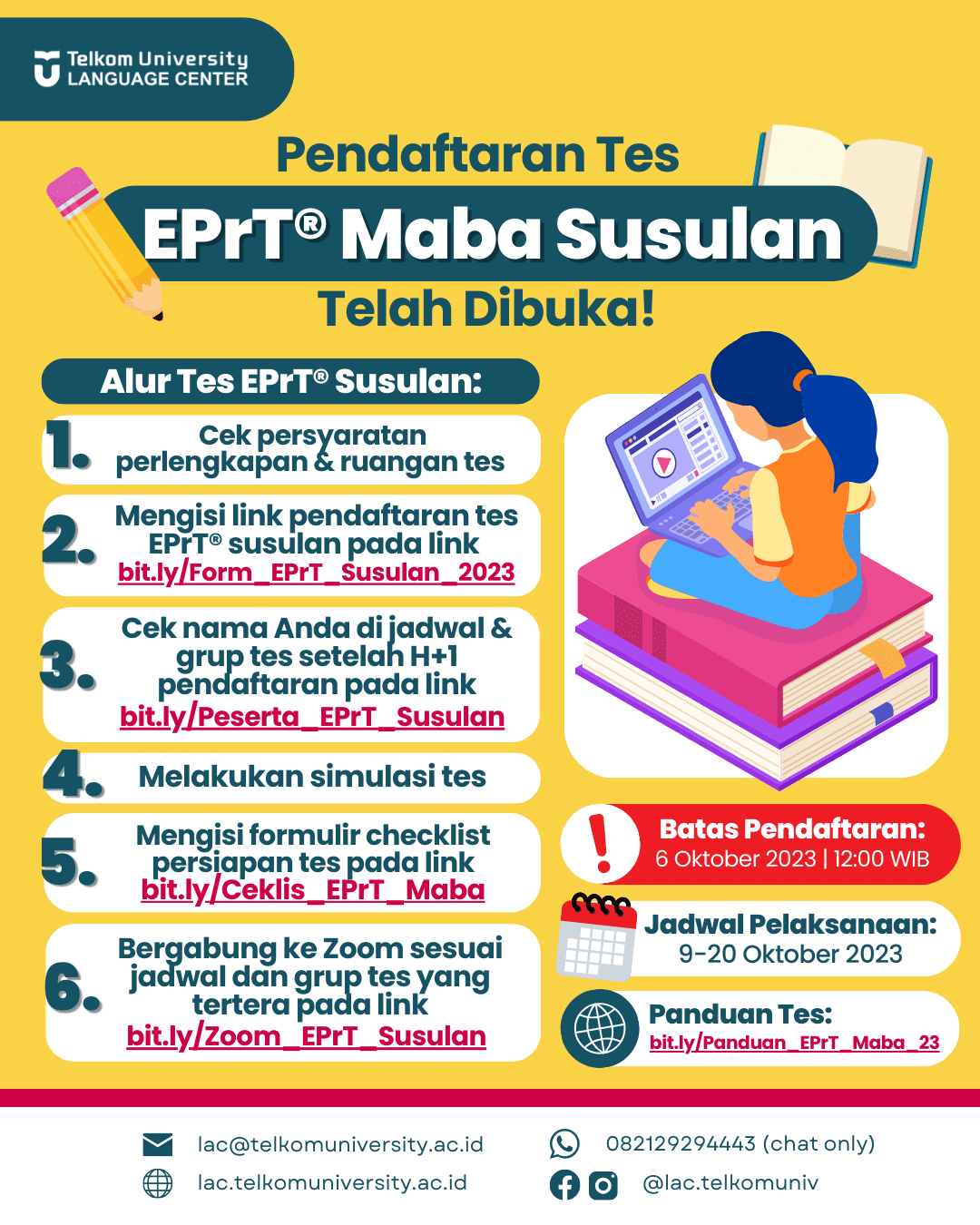 Pelaksanaan Tes EPrT® Susulan untuk Mahasiswa Baru Tahun Ajaran 2023/2024