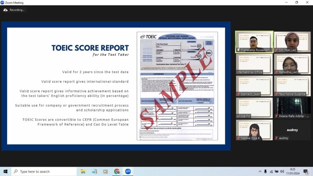 Pemaparan mengenai TOEIC oleh ITC