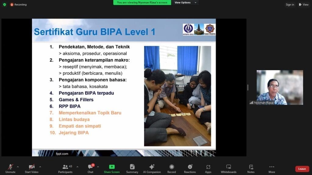 Materi yang diajarkan pada pelatihan