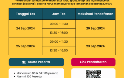 Tes TOEIC Gratis* untuk Civitas Tel-U Kampus Utama